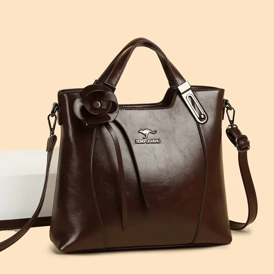 Flower Shoulder Bags for Women Luxury Design Purse Oil PU Leather Ladies Elegant Crossbody Messenger Bag Small Tote Sac A Main