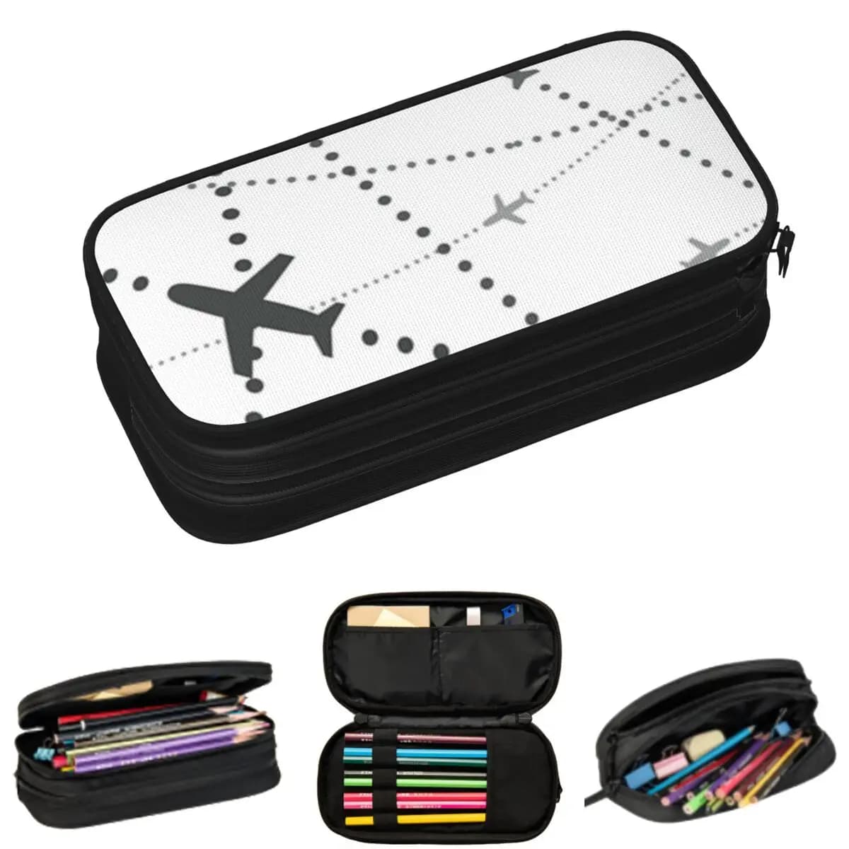 Astuccio portapenne Flight Route Pilot per studenti, scatola per penne, borsa portapenne, astuccio grande con ampio spazio di archiviazione