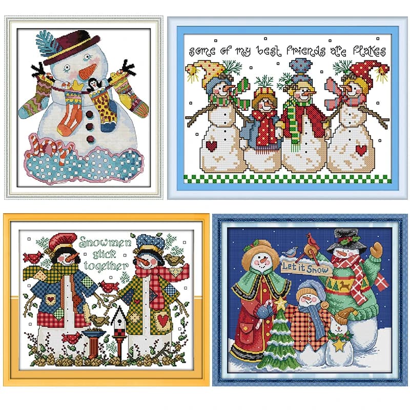 Joy Sunday Christmas Snowman babbo natale kit punto croce 11/14/16CT Aida Cloth ricamo a mano set regalo di natale artigianato popolare