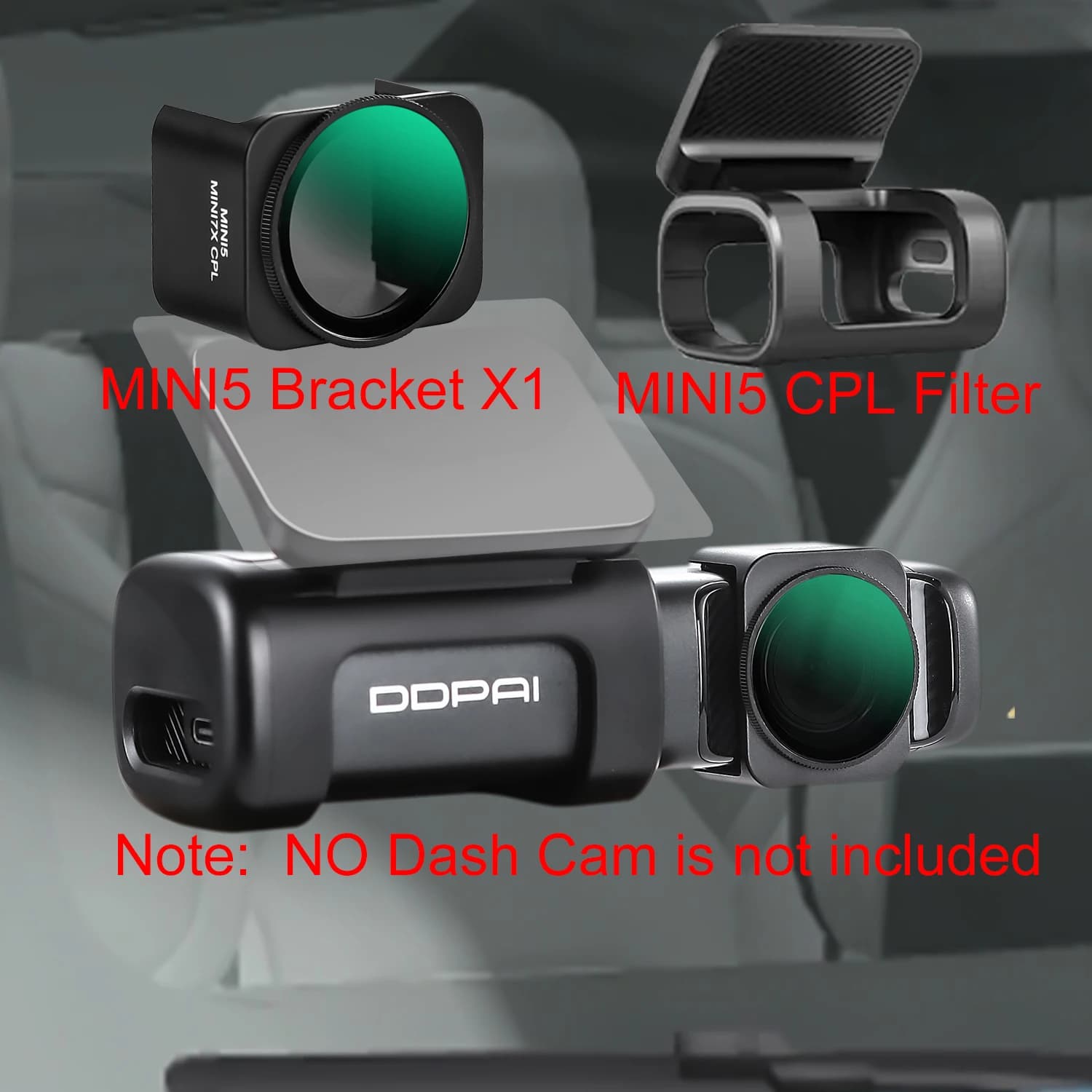 For DDPAI Dash Cam Mini5 4K Filter CPL Goal HD Dust protection Anti-reflective CPL filter for DDPAI Dash Cam Mini5 Bracket