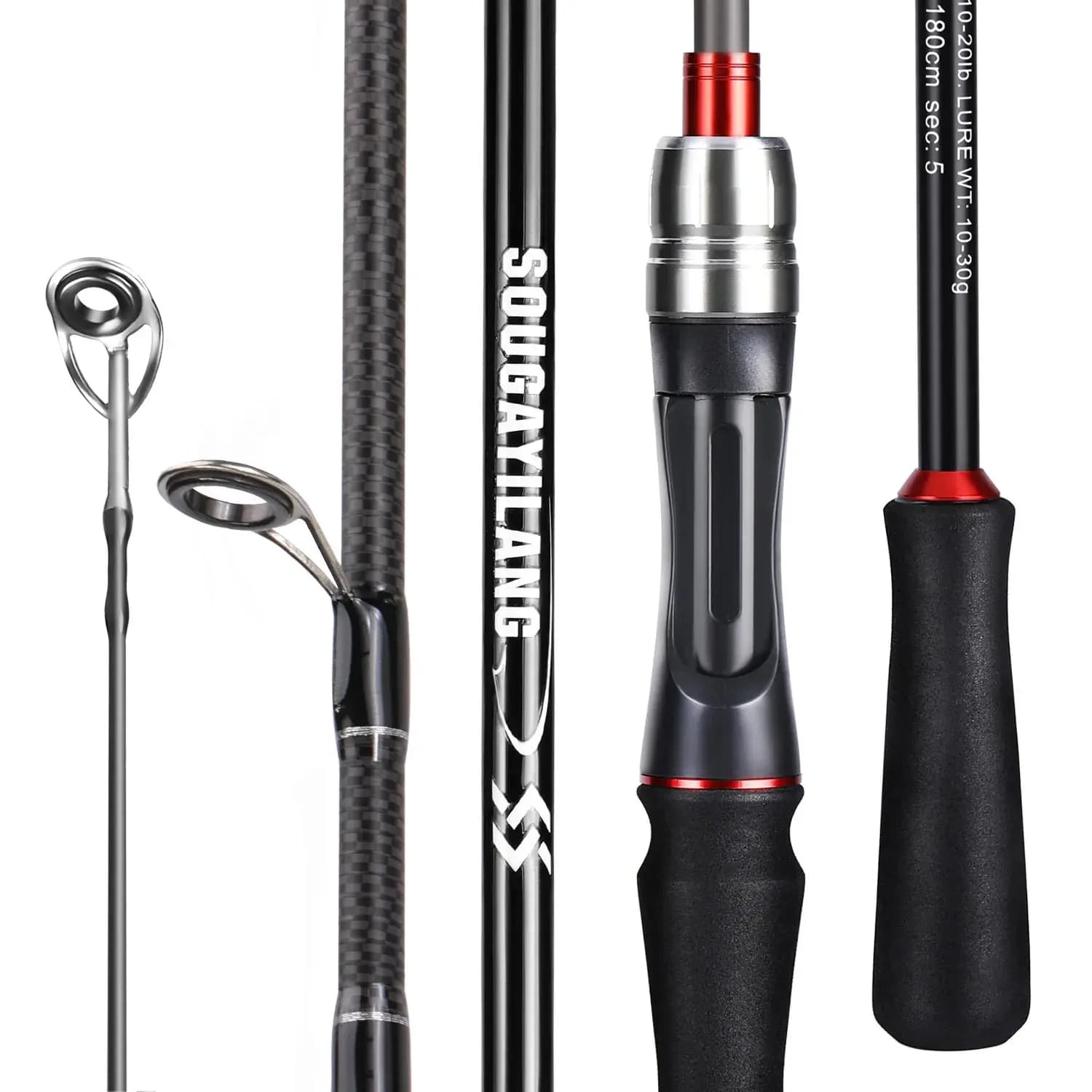 Sougayilang canne da pesca 1.8/2 .. 1m Spinning/Casting Rod Power M Carbon Rod Pole 5/6 sezioni Travel Fishing Pole Fishing Tackle