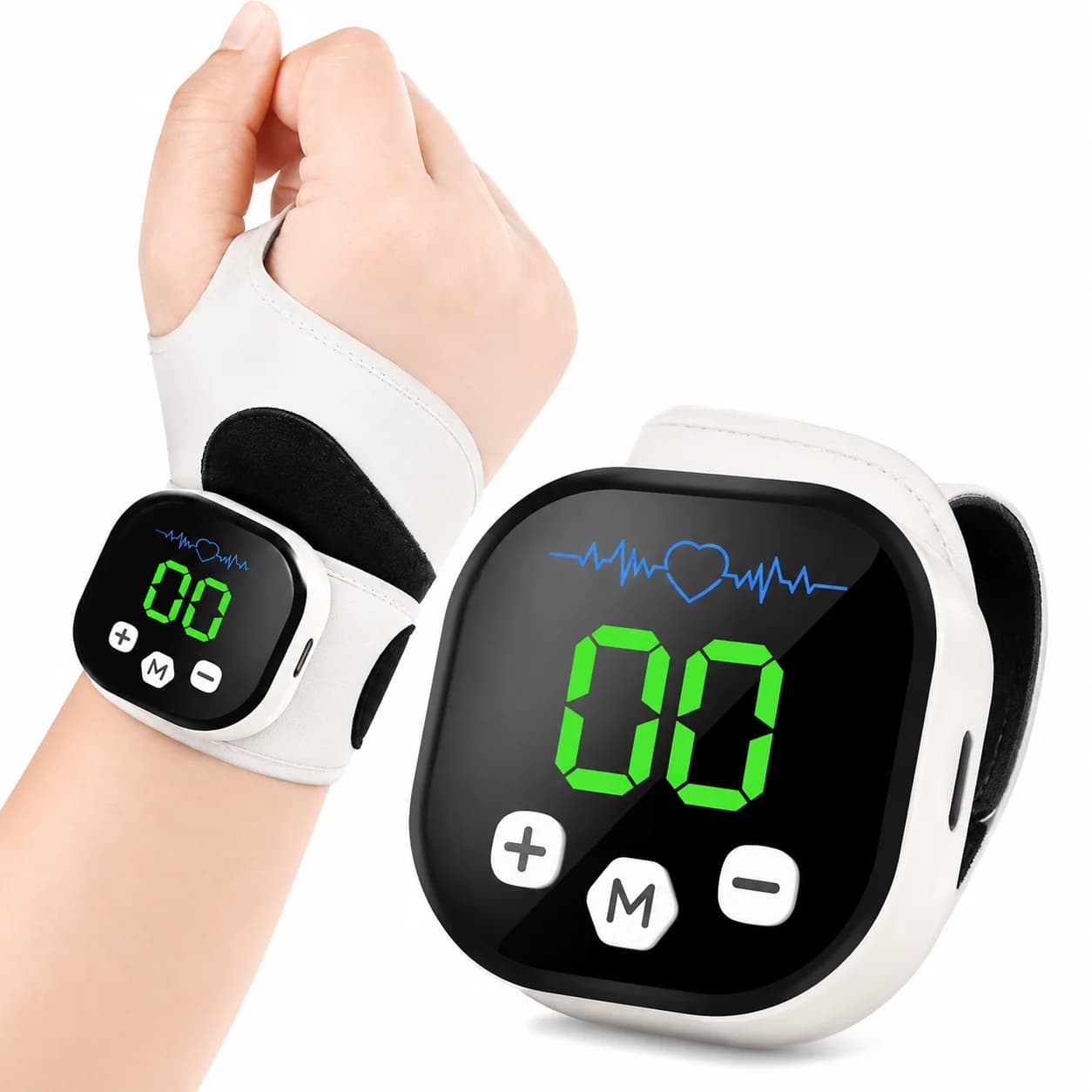 Massaggiatore da Polso EMS Intelligente con Terapia del Calore, Supporto Regolabile Ricaricabile USB Traspirante per Casa, Ufficio e Sport