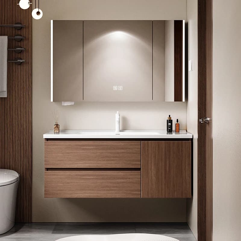 Modern Bath Mirror Floor Standing Bathroom Cabinet With Ceramic Basin And Handwashing Sink