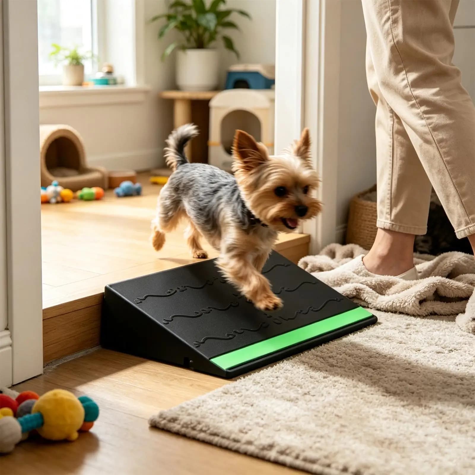 Heavy Duty Safe Luminous Household Accessory Curb Ramp Dog Ramp For Car For Home Entrance Power Scooters Curb Sweeper Stroller