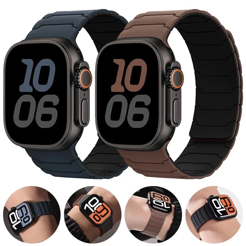 Apple Watch Ultra 2 Band 49mm 45mm 44mm 42mm 46mm 41mm 38mm silicone magnetic bracelet IWatch Series 10 SE 9 8 7