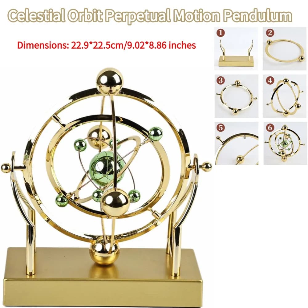 Macchina per il movimento perpetuo a pendolo in orbita celeste, decorazione da scrivania in arte cinetica, scrivania con decorazione rotante per la casa creativa modello astronomico