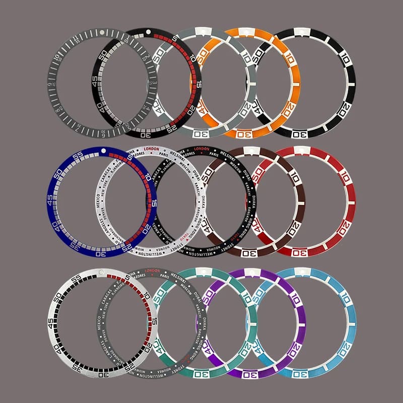 38mm x 31.5mm Plate Aluminum Watch Bezel Insert Ring Suitable SKX007 SKX009 SRPD Case NH36 NH35 Movement Men's Watch Ring Refit Parts
