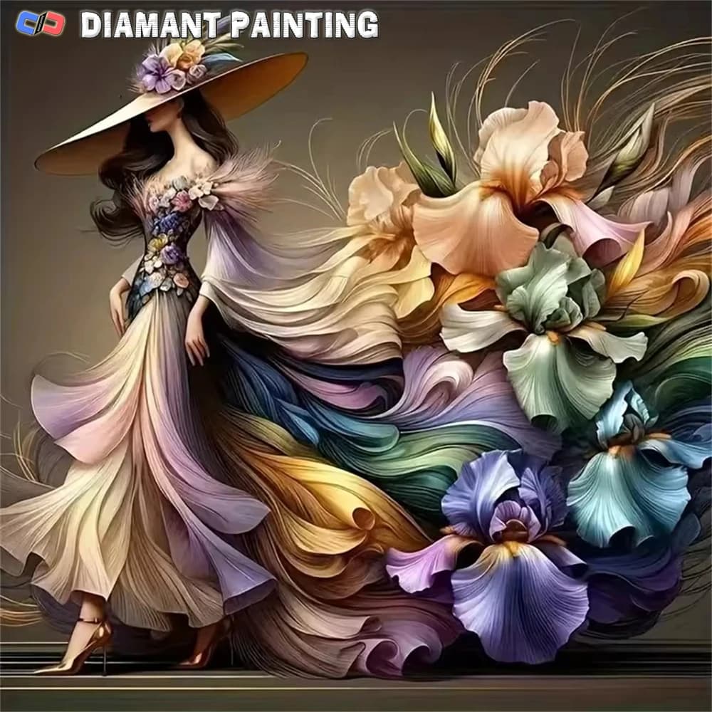 Nabi 5D DIY Diamond Painting Arts Women Flower Full Square Diamond Embroidery Portrait Handmade Wall Decoration