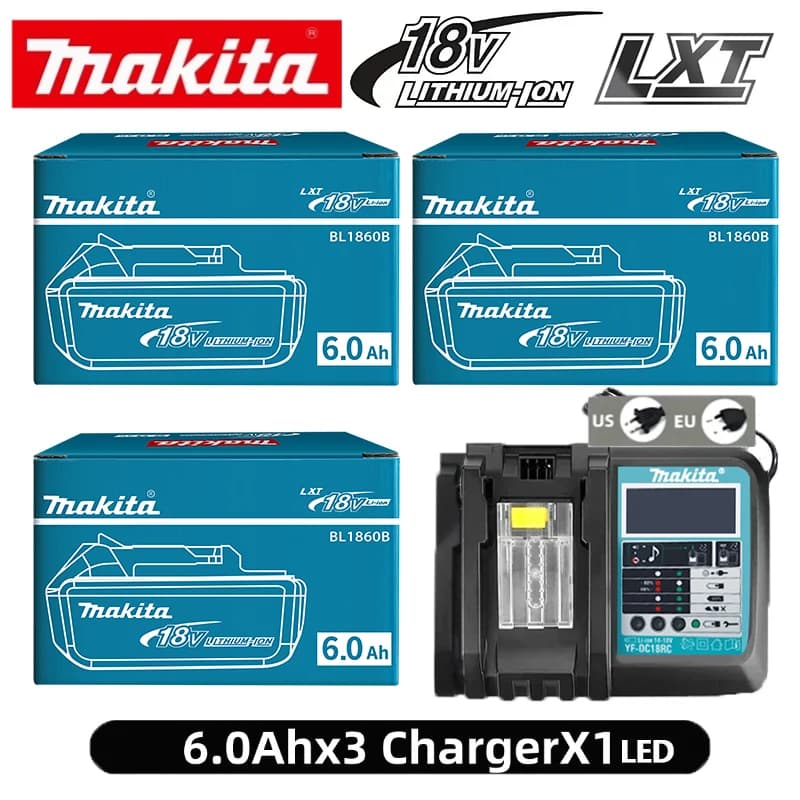 Batteria Makita 100% Originale 18V 6Ah 6000mAh BL1830B BL1850B BL1850 BL1840 BL1860 BL1815 Batteria al Litio di Ricambio