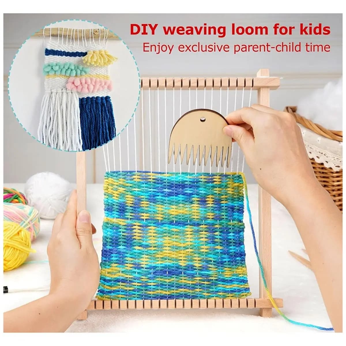 Weaving Looms Kit for Adults, 9" X 11" Wooden Multi-Craft DIY Hand-Knitting , Ideal Craft Gift for Beginners