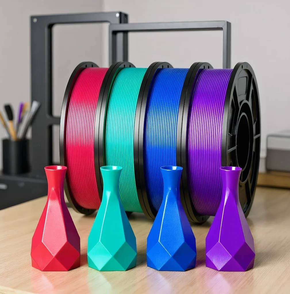 Silk Filament from 1.75 mm, 4 colors (pink, cyan, blue, purple), high speed 3D Flow Shiny printer thread (250 g per roll)