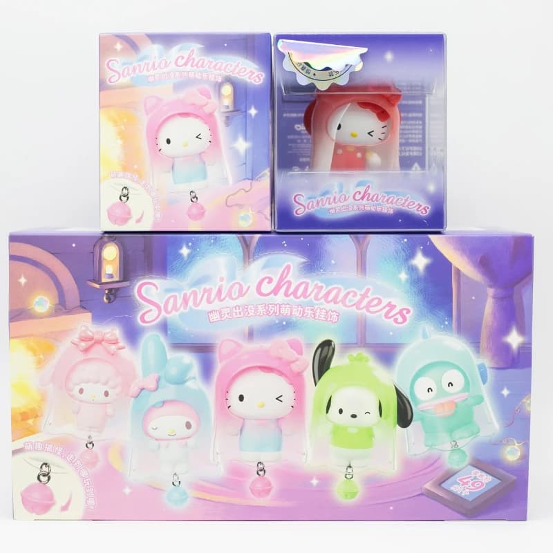 Moetch Sanrio Characters Blind Box Toys Ghost Haunted Series Wind Chimes Cute Kuromi Melody Doll Toys Collect Ornaments