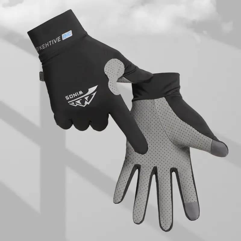 Guanti sportivi traspiranti Guanti a dita intere in seta di ghiaccio Protezione solare antiscivolo Equitazione Protezione solare Pesca Guanti da canottaggio per kayak