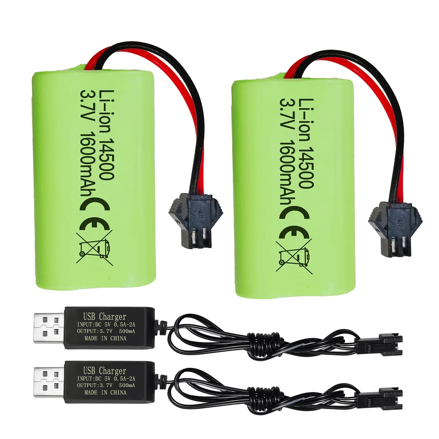 3.7 V 1600 mAh SM-2P Lithium Ion Battery with USB charging cable for 9962 8837 RC Toy Car, engineering vehicle, truck backup battery