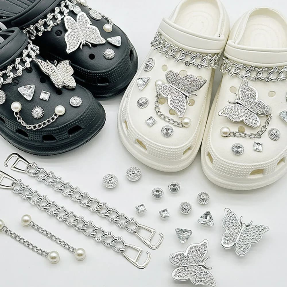 DIY Bling Pendants for Shoes, Crocs and Garden Shoes Sets, Women Shoes Removable Accessories, Fashion Fa-yourself Decorations for Slippers