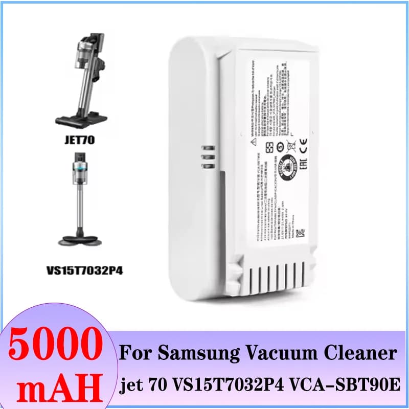NEW Original replacement battery 21.6 V 5000mAh for samsung jet 70 VS15T7032P4 VCA-SBT90E Vacuum Cleaner Batteries