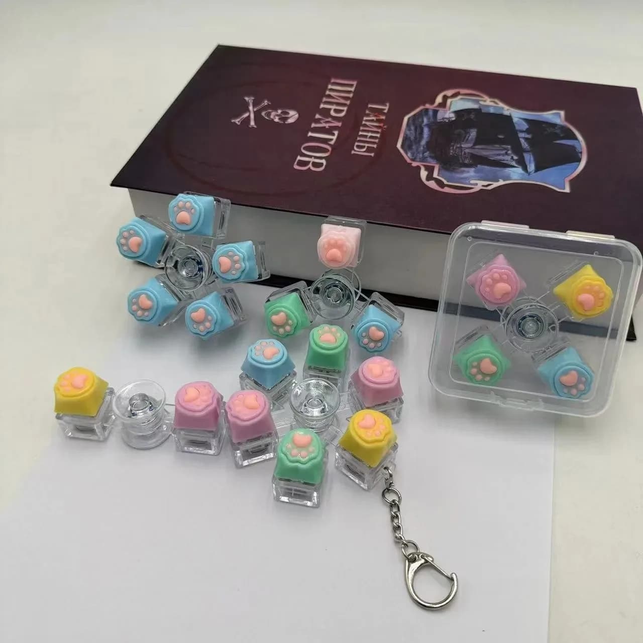 Nuovo Portachiavi Clicker a Zampa di Gatto, Giocattolo Antistress Divertente con Pulsante Stile Tastiera per Ansia, Portatile per Decompressione