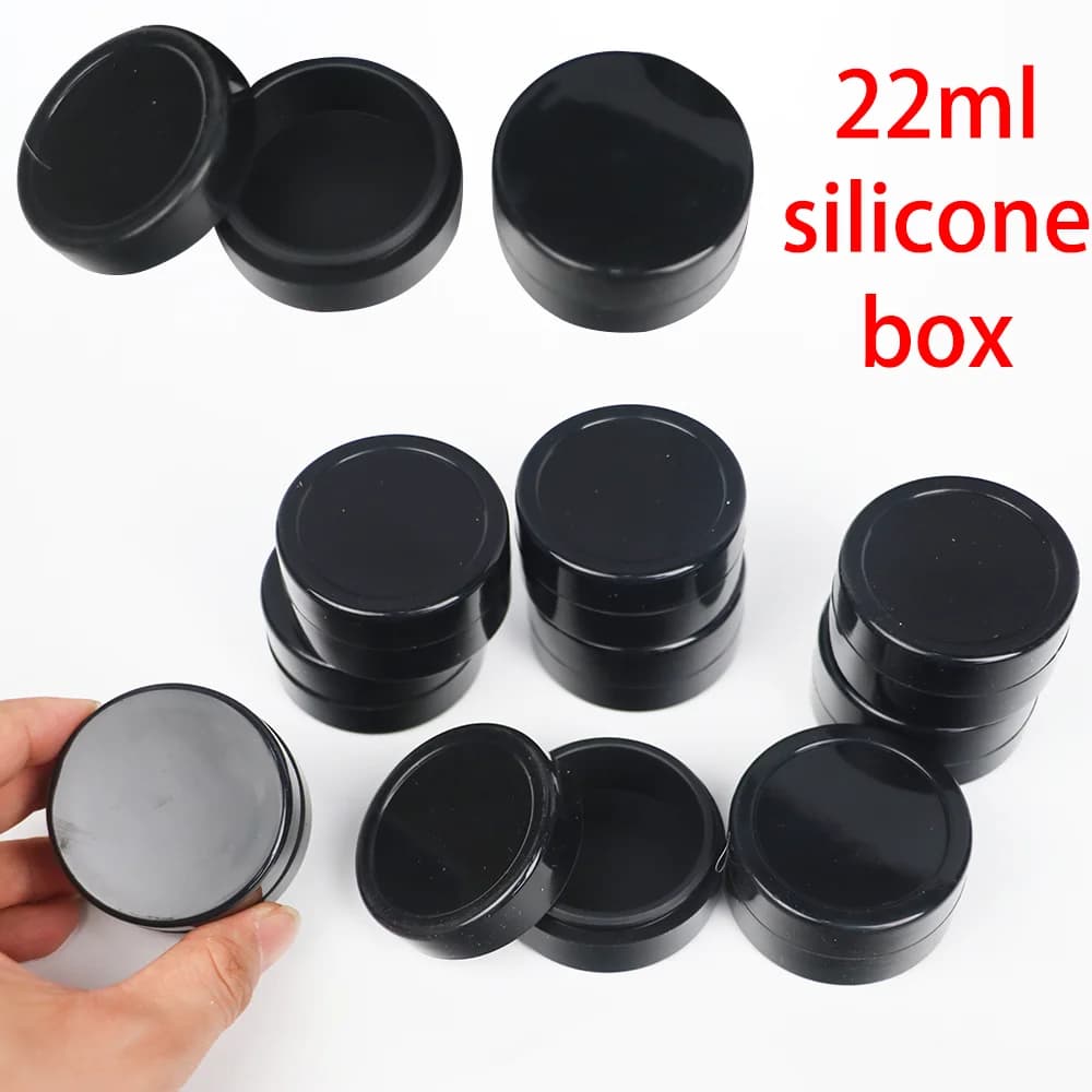 Contenitore Circolare in Silicone Nero Puro da 22ml per Olio e Spezie, Portatile, Compatto, Resistente al Calore, Accessorio per Fumatori