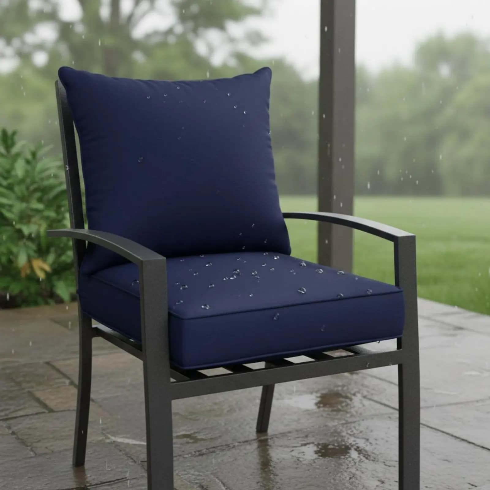 Set di Cuscini per Sedie da Patio con Rivestimento Rimovibile, Cuscini per Seduta e Schienale con Cinghie di Fissaggio per Esterni e Giardino