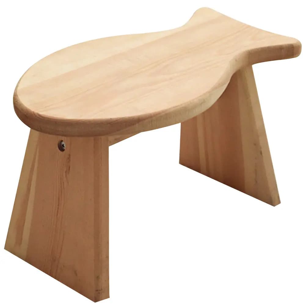 Sgabello per Bambini in Legno con Design a Pesce, Robusto Poggiapiedi in Legno Massello, Compatto per Soggiorno, Ufficio, Bagno