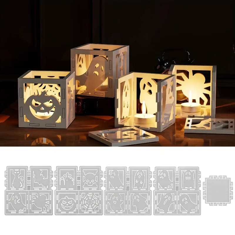 DIY Halloween Hollow Candle Holder, Epoxy Resin Mold, Suitable for Log Cabin Pumpkin Decorations, Silicone Candle Holder Mold
