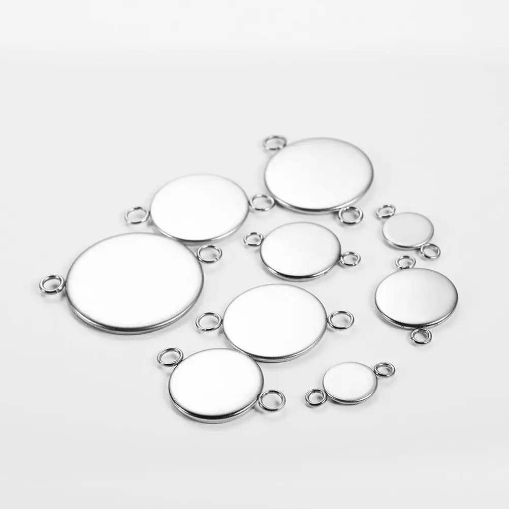 50Pcs Stainless Steel Pendant Blank Base for DIY Jewelry Making Handmade Necklace Bracelet Keychain Anklet Scrapbooking Fashion