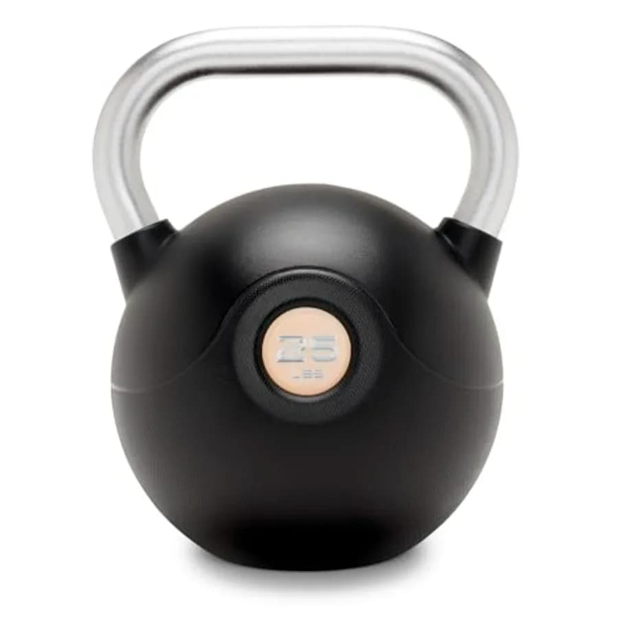 Kettlebell Rivestito in PU di Grado Commerciale, 25 LB, Pesi Singoli con Impugnatura in Acciaio Texturizzato e Base Piatta per Allenamento di Forza Completo del Corpo