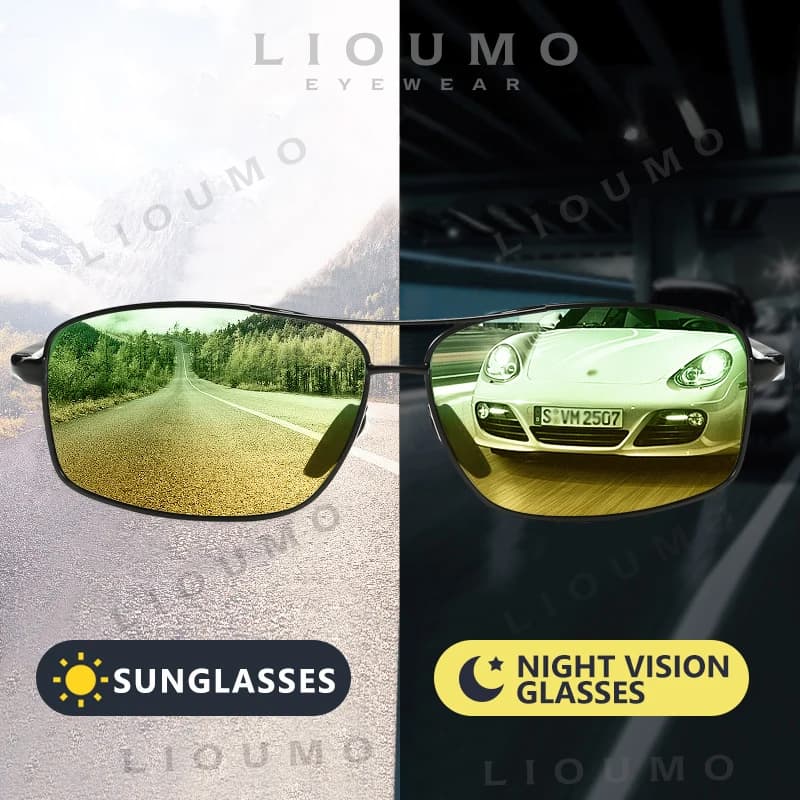 LIOUMO Day Night Photochromic Polarized Sunglasses Men Chameleon Driving Glasses For Women Trendy Shades UV400 zonnebril heren