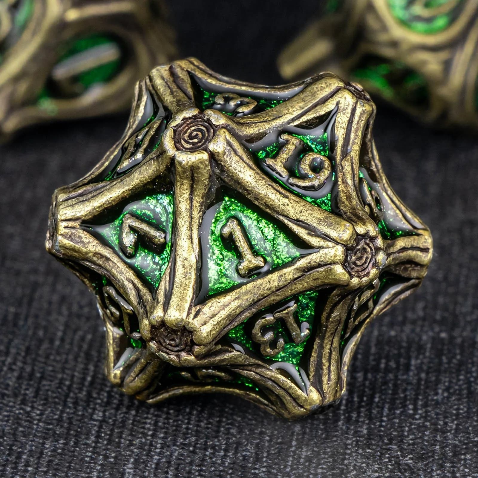 DND Metal Dice Set, 7PCS Polyhedral Dice for Dungeons and Dragons, RPG Role Playing Game D and D Dice D6 D8 D10 D12 D20, Green