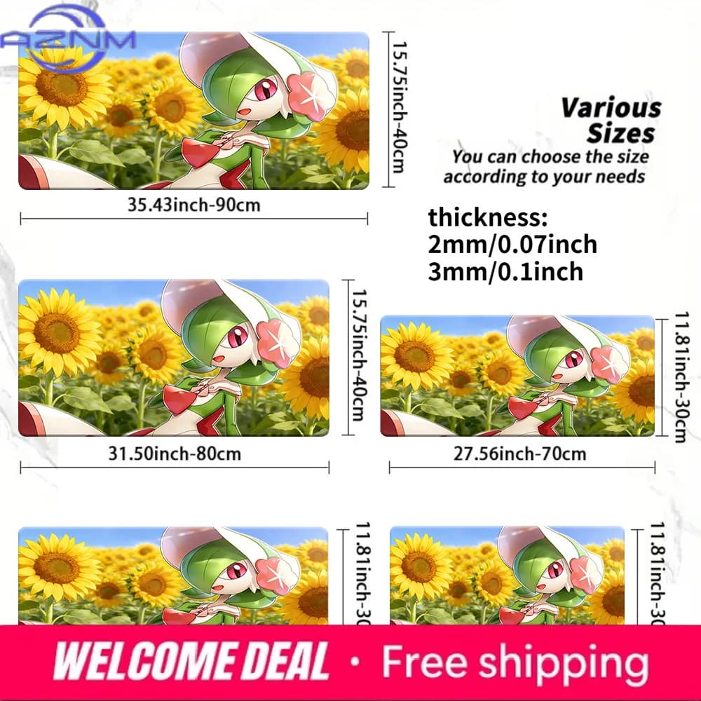 Gardevoir in Sunflower Field Gaming Desk Mat Non-Slip Washable Mouse Pad