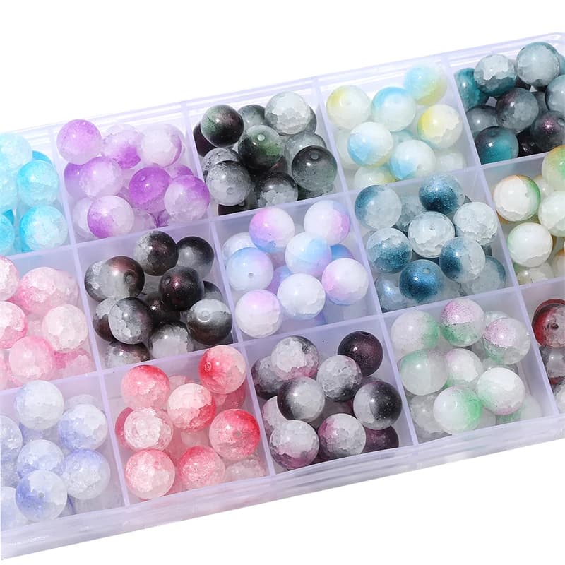 10mm Glass Color Blocking Round Beads 30pcs/bag Loose Spacer Beads DIY For Jewelry Making Bracelet Necklace Accessories Crafts