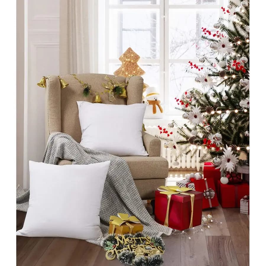 Set of 2 square pillows with feathers, euro size, custom Christmas decorations for Halloween, pillows for living room, bedroom