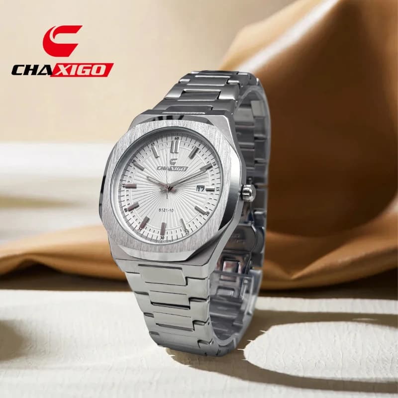CHAXIGO 6121 Brand Hot Selling Men Quartz Watch Trend Steel Strip Waterproof Calendar Alloy Watches for Man Relojes Para Hombres