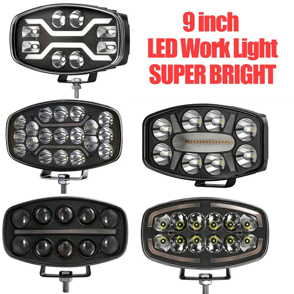 9 "Led Light Off Road Faro Faretto Camion Ausiliario Quadrato Auto Guida Flash Bianco Giallo per Jeep per Ford Raptor