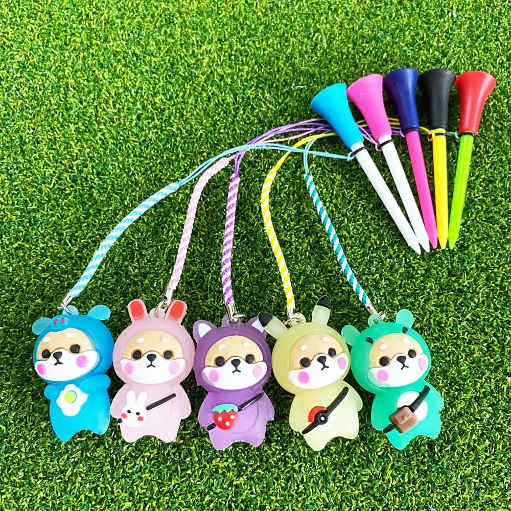 Accessori da Golf: Tee da Golf in Gomma da 8,3 cm con Luce Lampeggiante a Forma di Cane, Resistenti e Divertenti, da Inserire nell'Erba