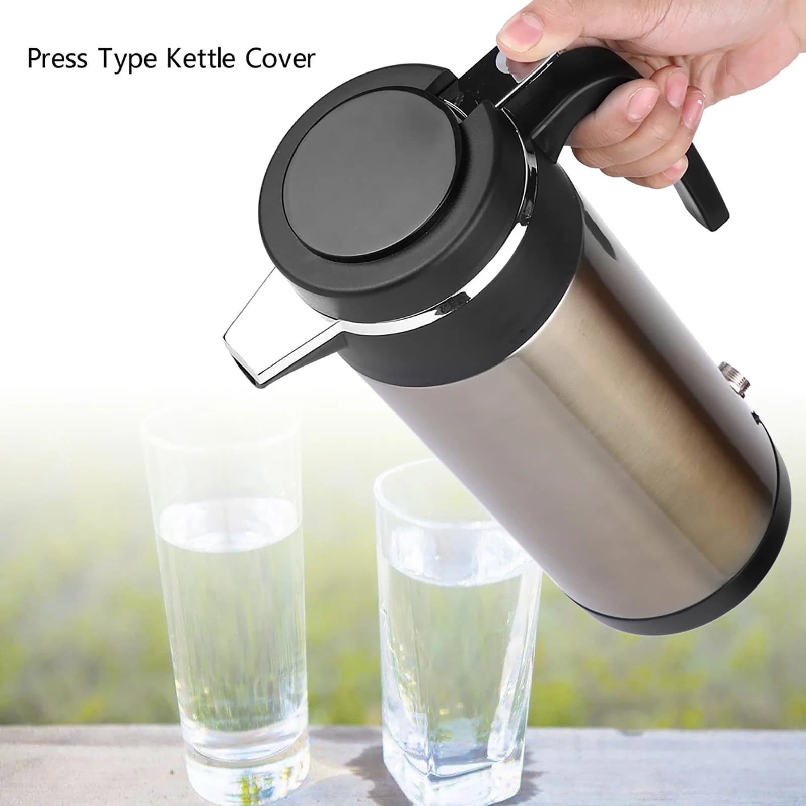 Bollitore per riscaldamento elettrico per auto, 1000ML 12V/24V Elettrico in acciaio inossidabile per auto Bollitore Thermos da viaggio Bottiglia d'acqua per riscaldamento
