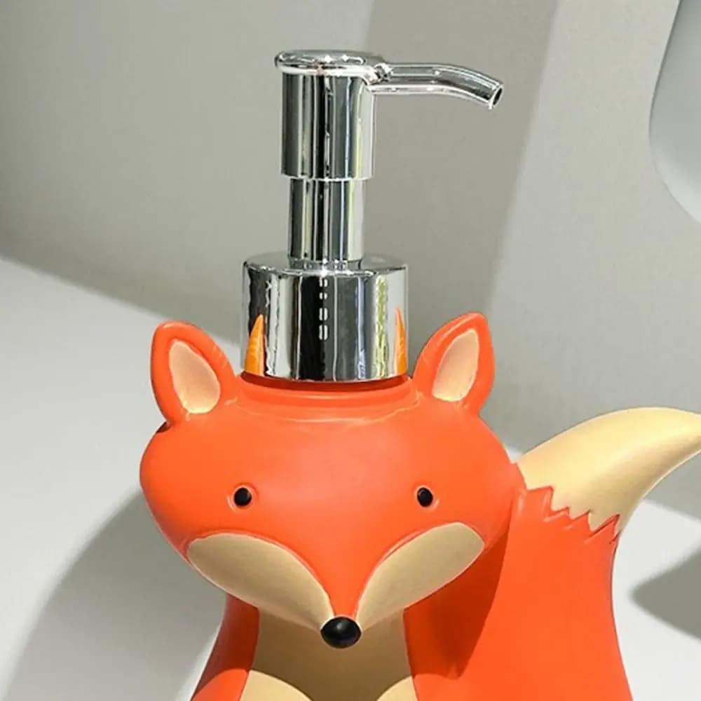 Cute Resin Soap Dispenser Bottle Fox Shape Press Type Refillable Bottle Pump Head Shampoo Conditioner Bottle Shampoo