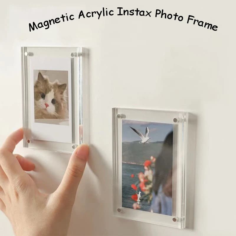 Double Sided Magnetic Acrylic Photo Frame 2.46x3.54 Inch Mini Instax Picture Frame Refrigerator Magnet Fridge Decor