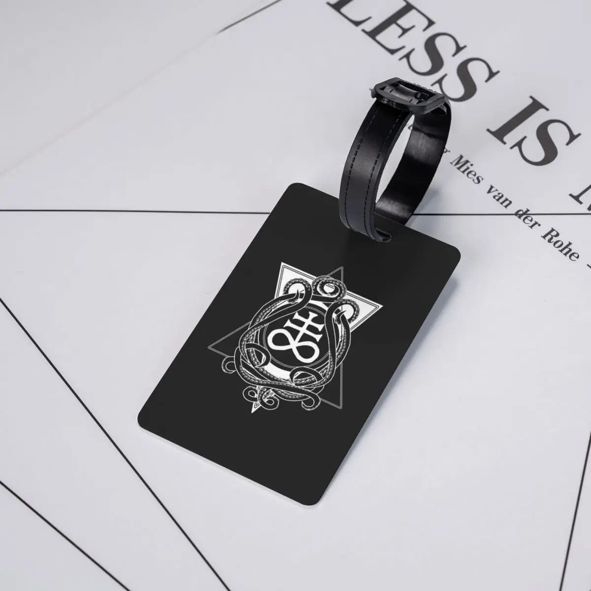 Etichette per bagagli con croce satanica, croce di Leviathan e tentacoli, etichetta per bagaglio da viaggio, porta etichette per bagaglio, porta identificativo, nome, indirizzo