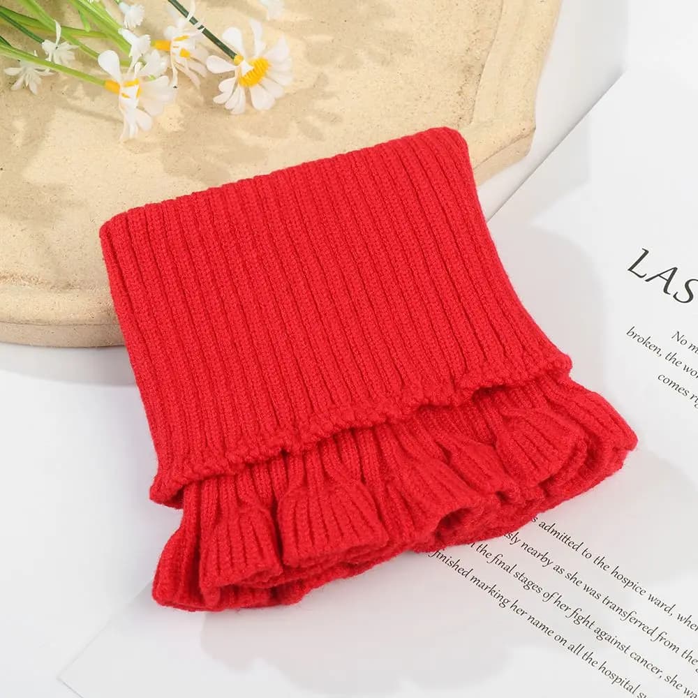 Fashion Warm Knitted Fake Collar Detachable With Wooden Ears Neck Warmer Winter Windproof Scarf Men Women