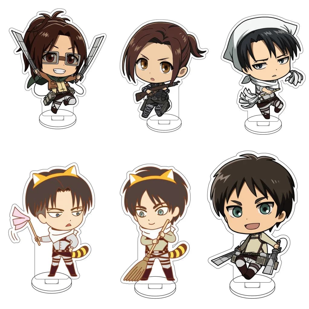 10CM Anime Attack on Titan Eren Jaeger Hange Zoë Mikasa Ackerman Armin Arlert Cos Acrylic Figure Stand Cute Gifts Ornaments