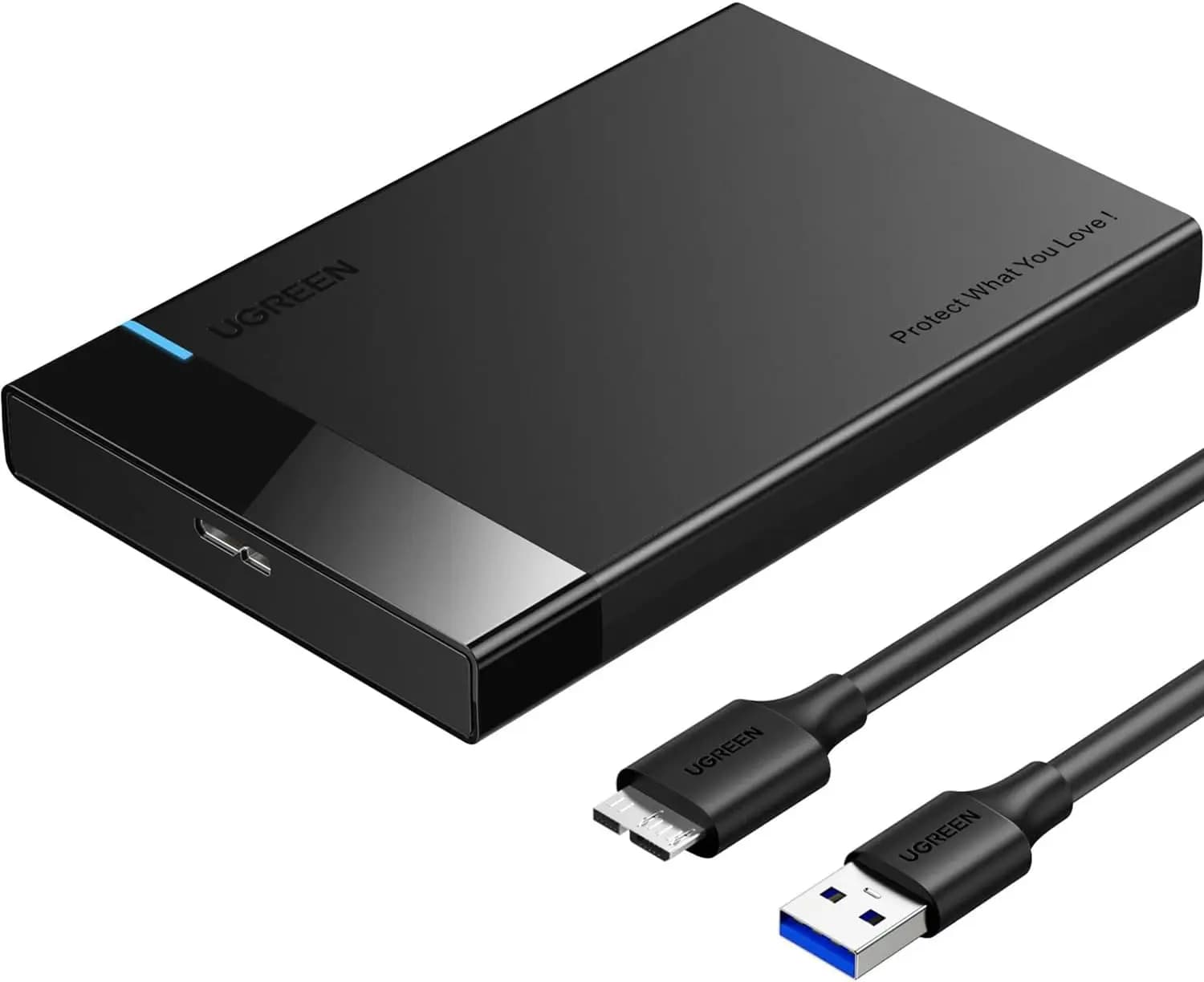Box esterno per disco rigido da 2,5 pollici USB 3.0 a SATA III per SSD e HDD da 9,5 mm e 7 mm con UASP - Nero