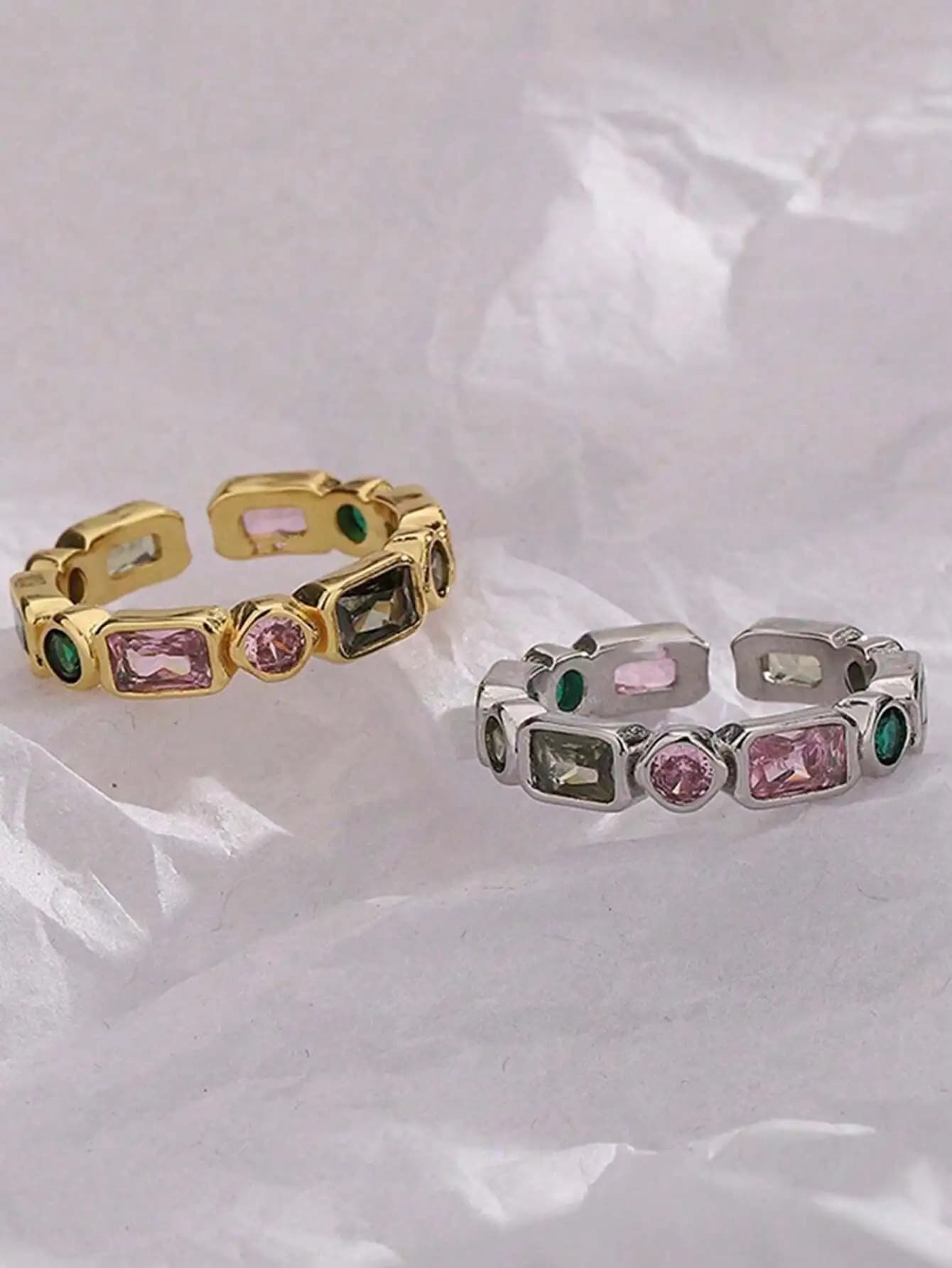 Anello Regolabile con Zirconi Cubici Multicolore per Donne