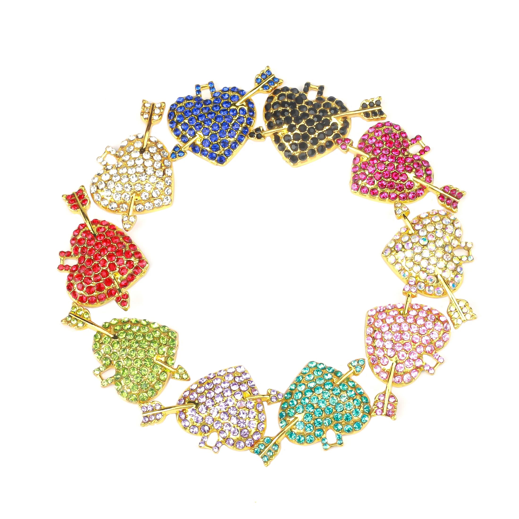 Ciondoli a forma di cuore da 10 pezzi con freccia di strass per la creazione di braccialetti fai da te HT0032-HT0033;HT0076-HT0077