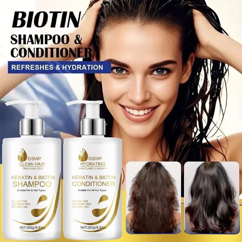 Shampoo and balm to keratin and biotin GSWP, delicate cleaning, suitable for all types of hair, ideal as a gift. 500 g