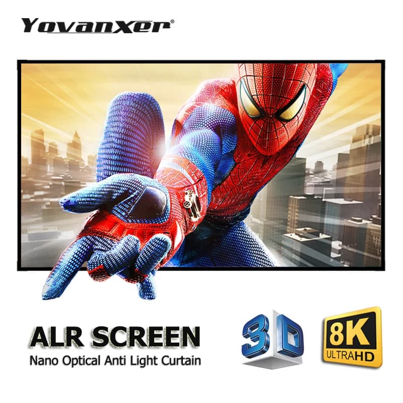 Schermo di Proiezione ALR 3D in Nano Metallo, Schermo a Cornice Fissa con Rifiuto della Luce Ambientale per Proiettore a Tiro Normale, Home Theater Cinema 8K