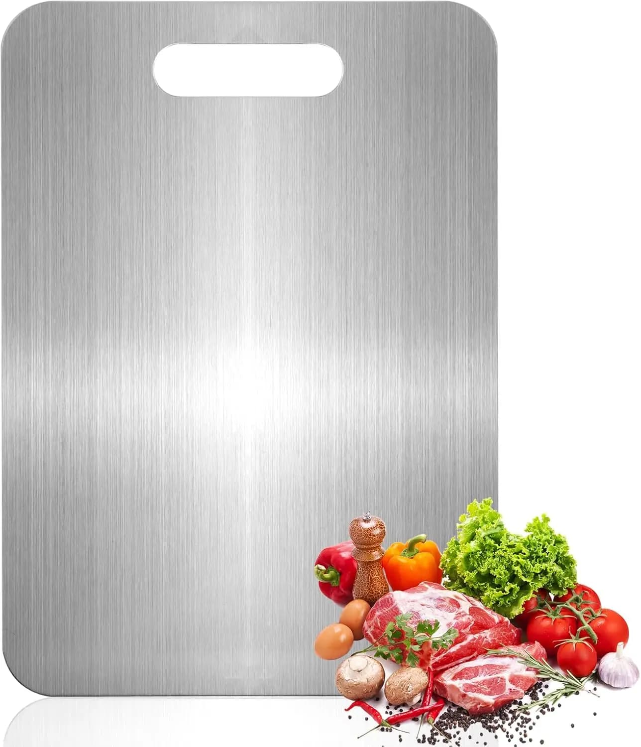 Taglieri in Titanio per Cucina, Set di Taglieri in Acciaio Inossidabile 304 per Carne, Frutta e Verdura (13,4 * 9 Pollici)