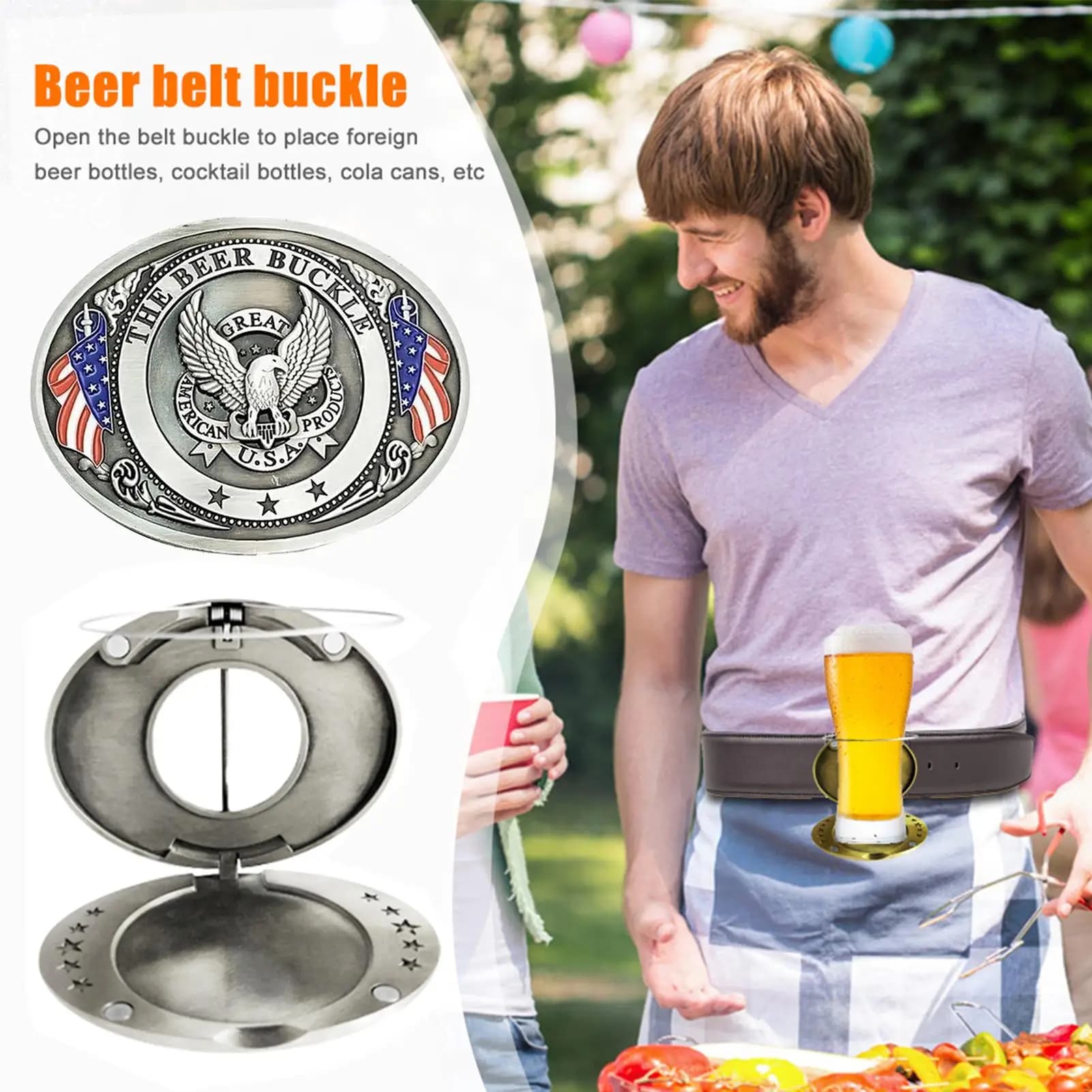 Portable Beer Holder Belt Buckle Hands-Free Beer Belt Tray Buckle Cup Holder Webbing Detach Buckle For Picnic Party BBQ Camping
