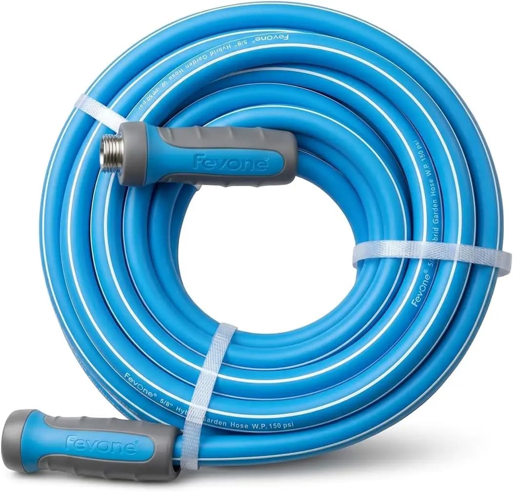 Tubo da Giardino Flessibile Anti-Piegatura, Sicuro per Acqua Potabile, Diametro Interno 5/8'', Raccordi in Alluminio da 3/4'' con Girevole, 32 Metri