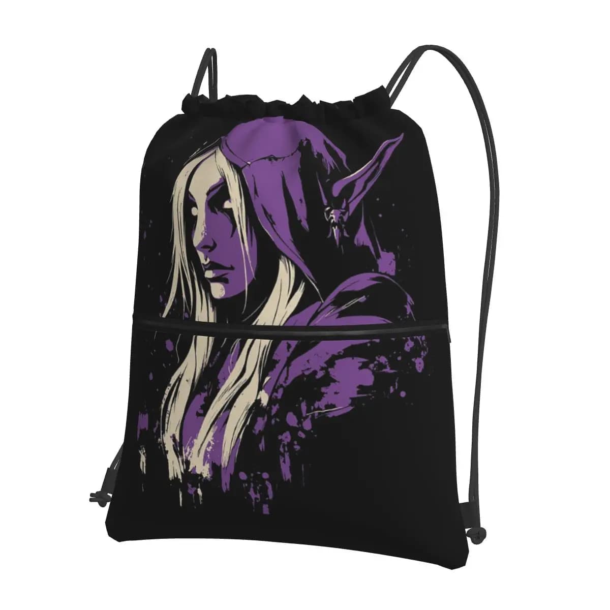 Sylvanas Windrunner World Of Warcraft Backpacks Casual Drawstring Bundle Pocket Sports Bag Book Bags for Travel School